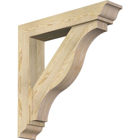 Ekena Millwork Funston Traditional Rough Sawn Bracket w/ Offset Brace, Douglas Fir, 6"W x 30"D x 30"H BKT0604X30X30FST01RDF